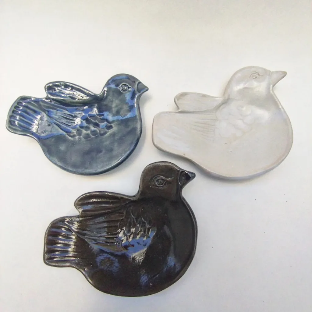 Coupelles oiseaux- grès émaillé